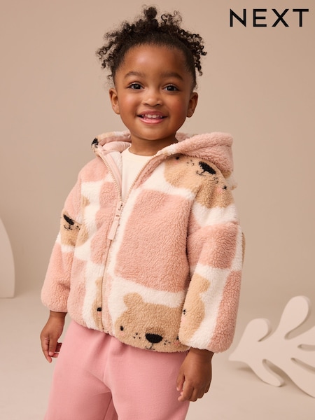 Brown Teddy Bear Print Zip Through Fleece (3mths-7yrs) (AR3373) | €20 - €22.50