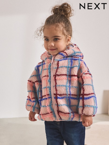Pink Grid Print Zip Through Fleece (3mths-7yrs) (AR3374) | AED97 - AED107
