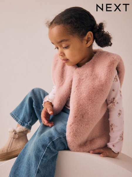rožnata - Faux Fur Gilet (3mths-7yrs) (AR3376) | € 17 - € 20