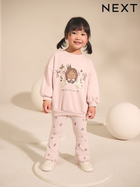 Light Pink Fairy Sweatshirt & Flare Leggings Set (3mths-7yrs) (AR3388) | AED76 - AED97