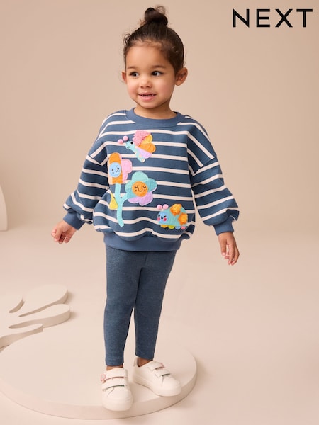 Navy Stripe Characters Sweatshirt and Leggings Set (3mths-7yrs) (AR3391) | €20 - €25