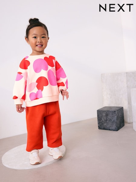 Pink/Red Heart Sweatshirt and Barrel Leg Joggers Set (3mths-7yrs) (AR3392) | AED76 - AED97