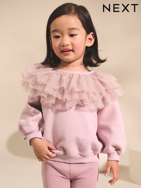 Light Pink Ruffle Collar Sweatshirt & Flare Leggings Set (3mths-7yrs) (AR3395) | R$ 155 - R$ 195
