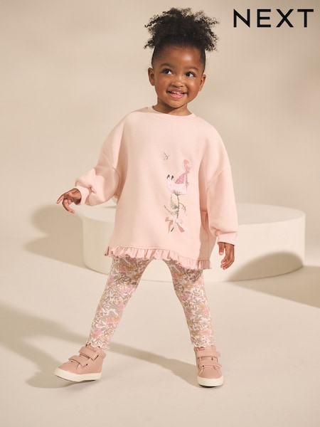 Pink Floral Fairy Frill Hem Sweatshirt & Leggings Set (3mths-7yrs) (AR3396) | €20 - €25