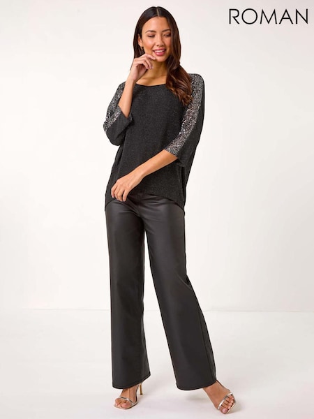 Roman Metallic Sequin Detail Stretch Tunic Top (AR3603) | €58