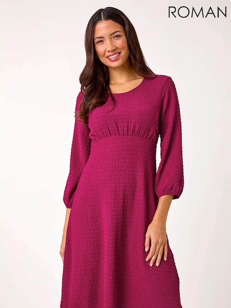 Violet - Scurt Rochie în talie Imperiu Texturat Roman (AR3622) | 335 LEI