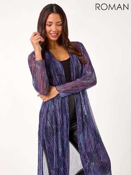 Roman Metallic Geometric Plisse Kimono Cardigan (AR3627) | €66