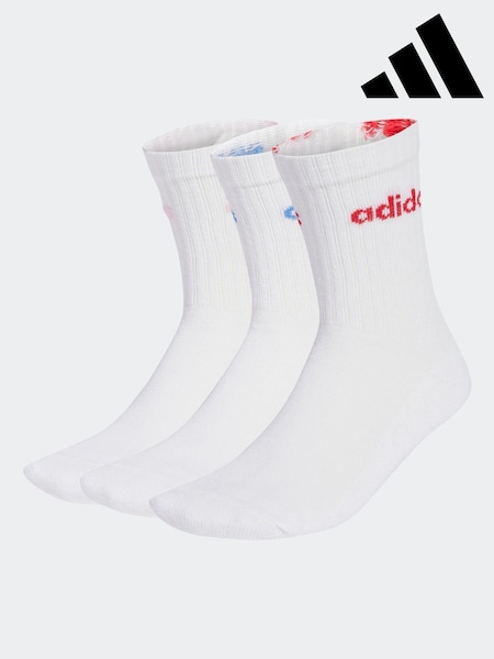 adidas White Ecru Linear Crew Cushioned Socks 3 Pack (AR3705) | €11.50