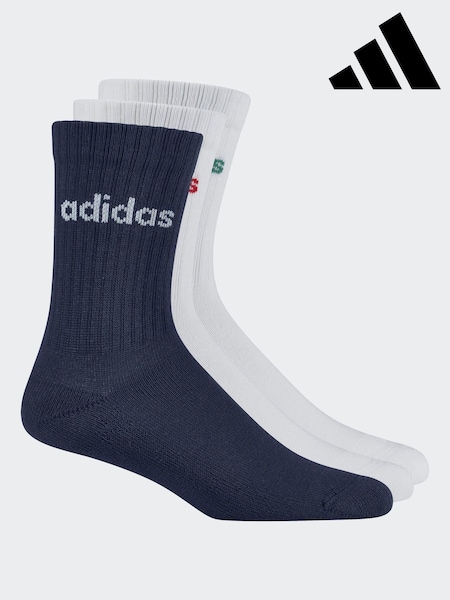 adidas Blue Linear Crew Cushioned Socks 3 Pack (AR3709) | €11.50