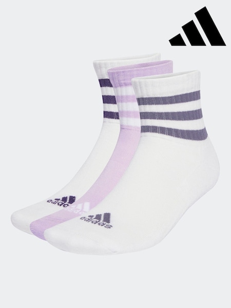 adidas White 3-Stripes Cushioned Sportswear Low Cut Socks 3 Pack (AR3740) | R$ 120