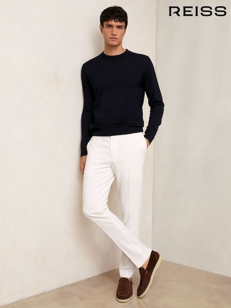 Reiss White Found Slim Fit Internal Drawstring Trousers (AR3828) | €145