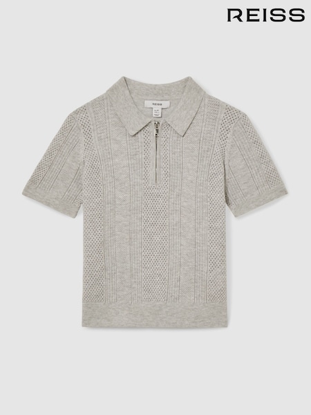 Sivi melanž - Reiss Texas Textured-Knit Half-Zip Polo Shirt (AR3843) | € 58