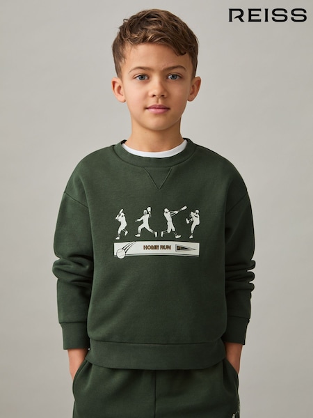 Reiss Pine Green Tanner 9-13 yrs Cotton-Blend Varsity Sweatshirt (AR3851) | €55