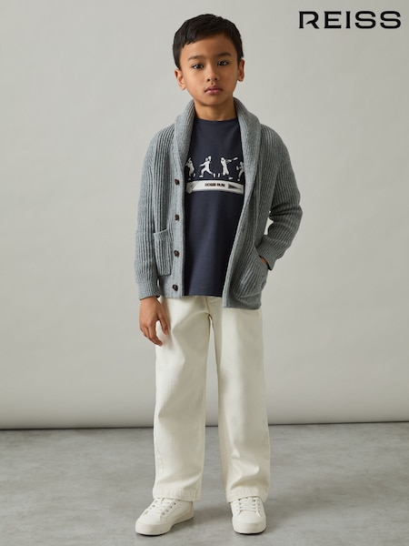 Reiss Petrol Blue Kolby 3-9 yrs Cotton Varsity League Oversize T-Shirt (AR3852) | €27