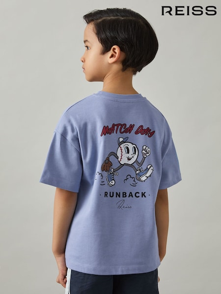Reiss Airforce Blue Young 9-13 yrs Cotton Oversized Match Day T-Shirt (AR3859) | ₪160