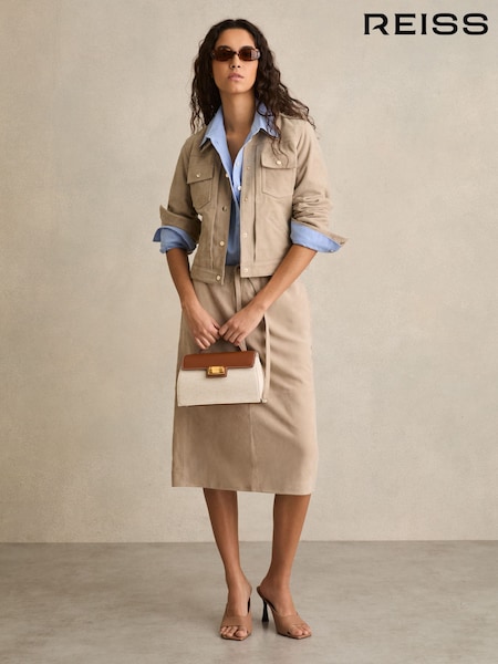Reiss Meagan Suede Drawstring Midi Skirt (AR3865) | ‏1,968‏₪