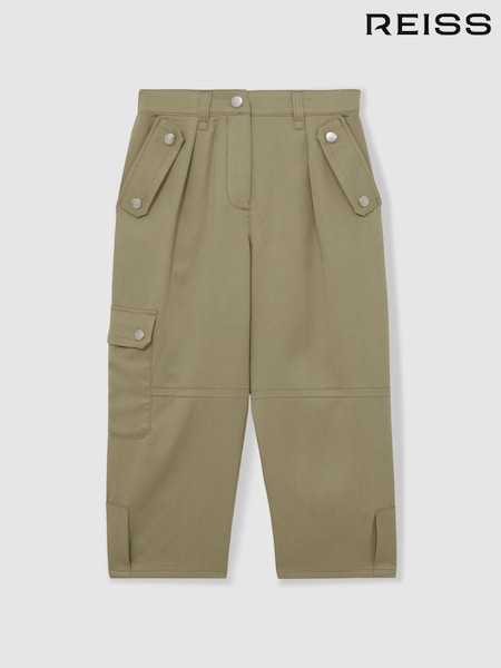 Reiss Khaki Cleaton Lyocell-Linen Cargo Trousers (AR3869) | 412 QAR