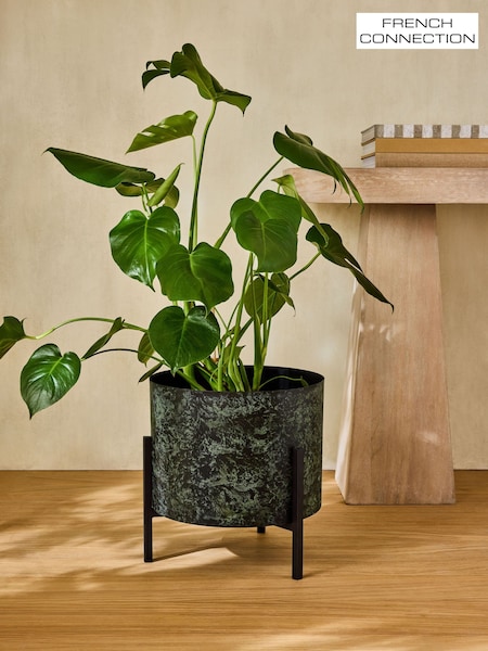French Connection Green/Black Medium Patina Metal Stand Plant Pot (AR3908) | €108