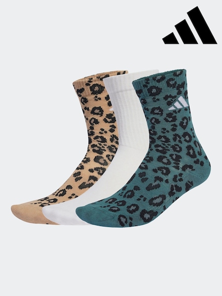 adidas Natural Leopard Print 3 Pack Crew Socks (AR3928) | R$ 195