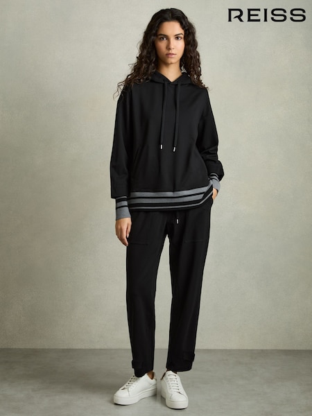 Reiss Black/Charcoal Alexi Drawstring Tapered Jersey Joggers (AR3942) | €68