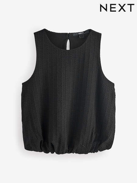 שחור - 100% Cotton Sleeveless Bubble Hem Top (AR3966) | ‏53‏₪