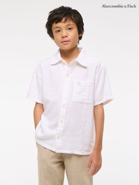 Abercrombie & Fitch Short Sleeve Linen Occasion Shirt (AR4034) | AED169