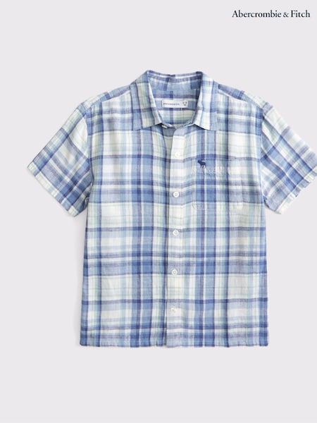 Abercrombie & Fitch Short Sleeve Linen Occasion Shirt (AR4036) | AED169
