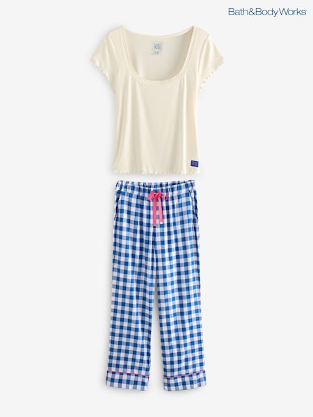 Bath & Body Works Blue Check Jersey Pyjamas (AR4058) | €59.50