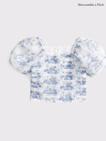 Floral Puff Sleeve Crop Top (AR4450) | 216 LEI