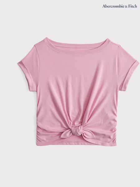 Basic Short Sleeve Tie Front Cropped T-Shirt (AR4458) | 27 €