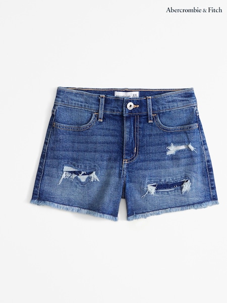 Medium Wash High Rise Denim Shorts With Destroy (AR4462) | ‏169 د.إ.‏