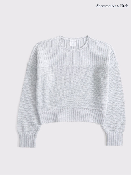 Abercrombie & Fitch Grey Crew Neck Stripe Knitted Jumper (AR4485) | 290 LEI