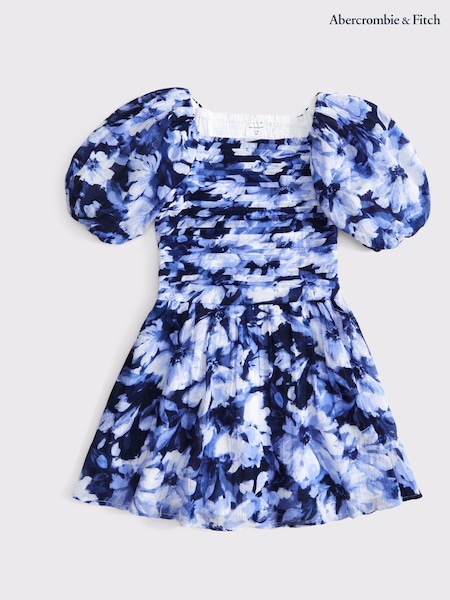 Floral Square Neck Puff Sleeve Dress (AR4495) | ₪211