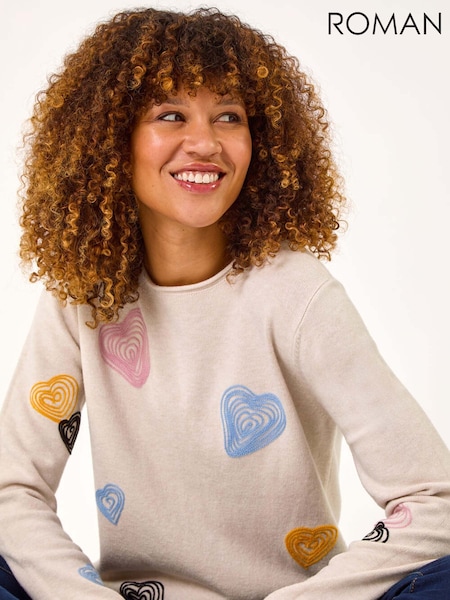Roman Natural Heart Stitch Crew Neck Jumper (AR4527) | AZN 138