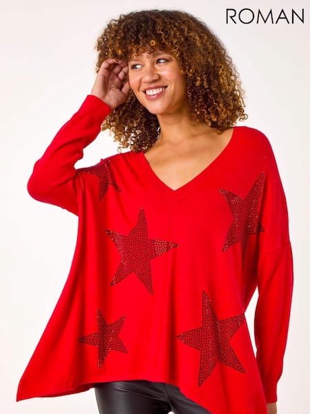 Roman Red Star Detail Hanky Hem Knit Jumper (AR4537) | €56