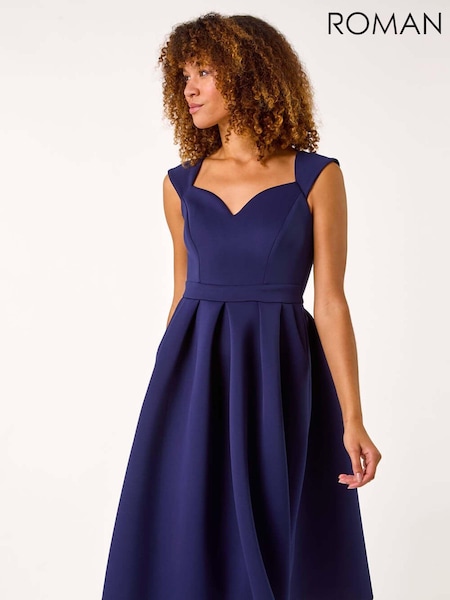 Синий - Roman Sweetheart Scuba Skater Midi Dress (AR4570) | €93