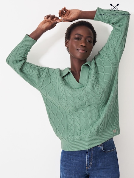 Crew Clothing Blue Multi Cable Collar 100% Cotton Jumper (AR4602) | €75