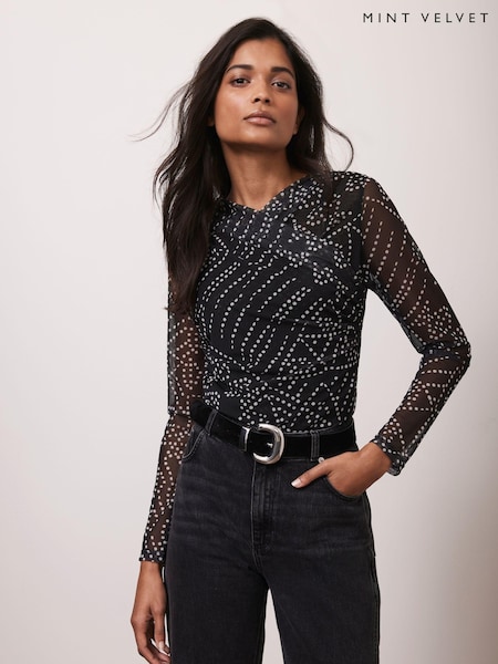 Mint Velvet Spot Print Mesh Top (AR4626) | €76