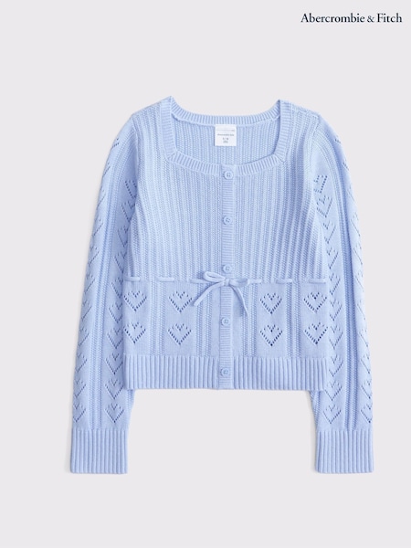 Abercrombie & Fitch Heart Stitch Square Neck Knitted Jumper With Tie Detail (AR4648) | ₪196