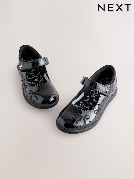 Black Patent Bow Mary Jane School Shoes (AR4700) | €40 - €51