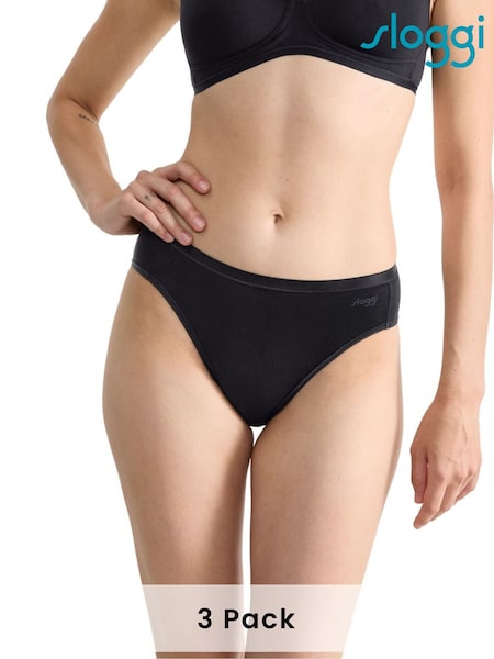 Черного цвета/цвета бронзы - Sloggi Go Daily Cotton Highwaist Black Knickers 3 Pack (AR4897) | €34