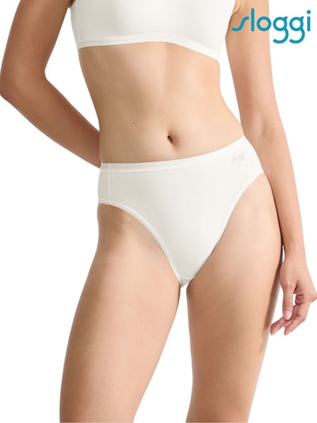 Бело-синяя - Sloggi GO Daily Cotton Highwaist White Knickers 3 Pack (AR4900) | €34
