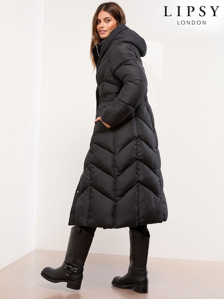 Lipsy Black Longline Double Layer Padded Coat (AR4947) | €125