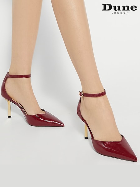 Dune London Red Colly Emerald Heel Open Court Shoes (AR6014) | €170