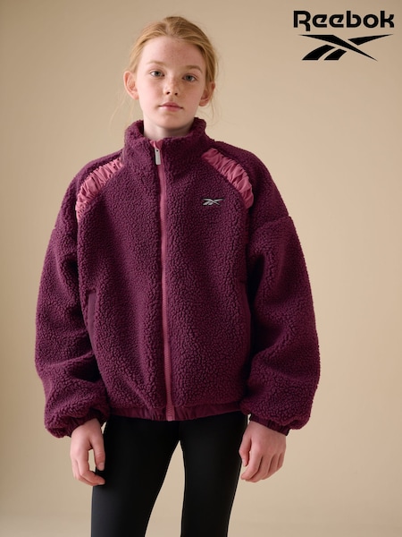 Reebok Burgundy Red Batwing Borg Zip Through Jumper (AR6095) | €44 - €53