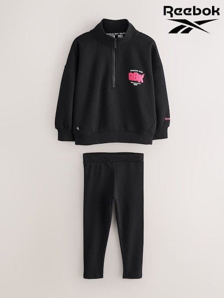Reebok Funnel Neck Quarter Zip Black Sweat Top & Legging Set (AR6115) | €33 - €40