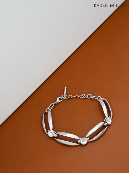גוון כסוף - Karen Millen Crystal Ellipse Bracelet (AR6156) | ‏377‏₪