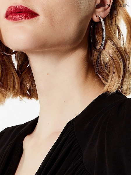Karen Millen Large Crystal Hoop Earrings (AR6182) | ₪327