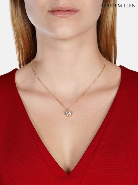 Karen Millen Silver Tone Crystal Dot Pendant Necklace (AR6184) | €57