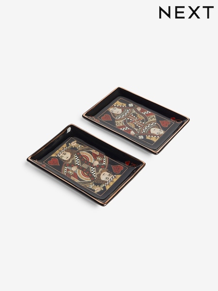 Set of 2 Multi King and Queen Playing Cards Ceramic Trinket Dishes (AR6217) | R$ 135